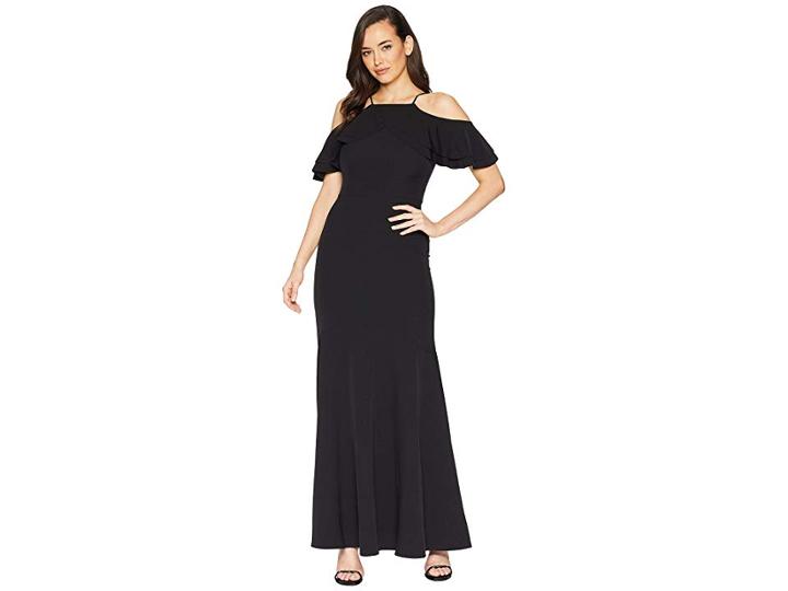 Laundry By Shelli Segal Crepe Cutaway Gown (black) Women's Dress