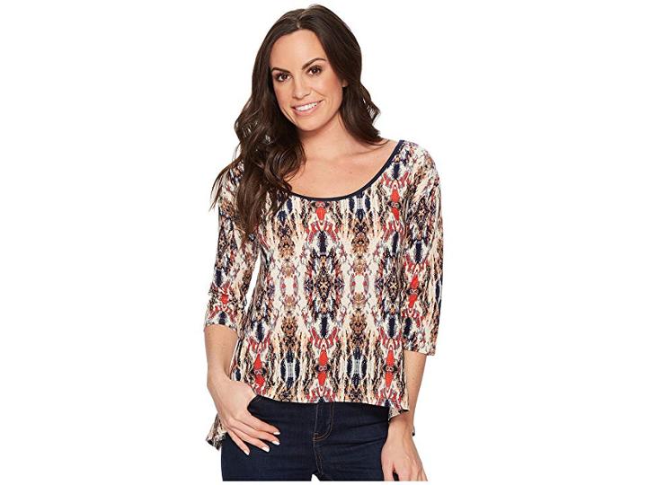 Roper 1386 Glitzy Print 3/4 Sleeve Tunic (multi) Women's Long Sleeve Pullover