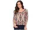 Roper 1386 Glitzy Print 3/4 Sleeve Tunic (multi) Women's Long Sleeve Pullover
