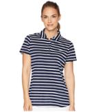 Vineyard Vines Golf Short Sleeve Striped Pique Polo (deep Bay) Women's Short Sleeve Pullover