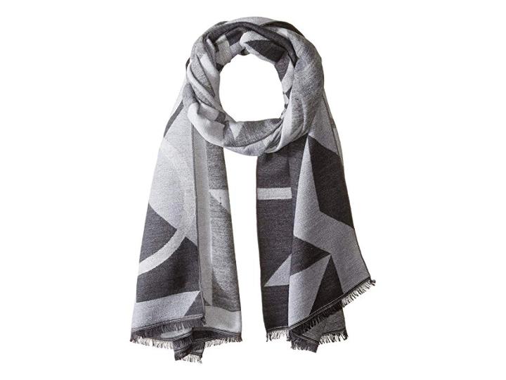 Calvin Klein Geo Logo Blanket Scarf (heathered Mid Grey) Scarves
