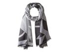 Calvin Klein Geo Logo Blanket Scarf (heathered Mid Grey) Scarves