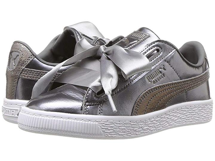 Puma Kids Basket Heart Lunar Lux Ps (little Kid/big Kid) (smoked Pearl) Girls Shoes