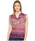 Lucky Brand Lucy Peasant Top (purple Multi) Women's Clothing
