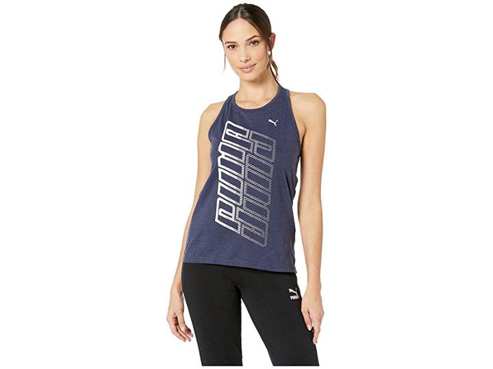 Puma Twist It Logo Tank Top (peacoat Heather) Women's Sleeveless