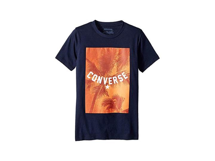 Converse Kids Converse Palm Tree Vibes Tee (big Kids) (obsidian) Boy's T Shirt
