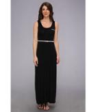 Calvin Klein Belted Rayn Maxi Dress Cd4n11x3 (black/cream) Women's Dress