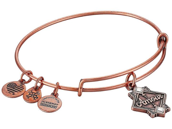 Alex And Ani Amour Bangle (rafaelian Rose Gold) Bracelet