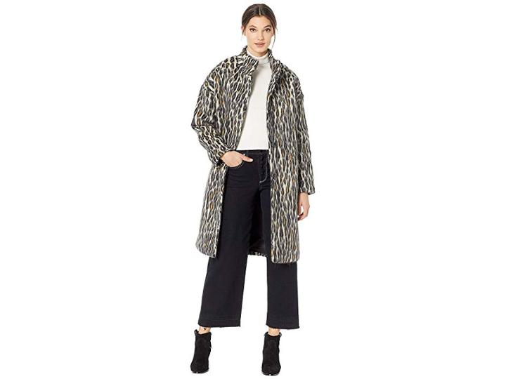 Juicy Couture Hard Woven Boulevard Leopard Coat (pitch Black Boulevard Leopard) Women's Coat