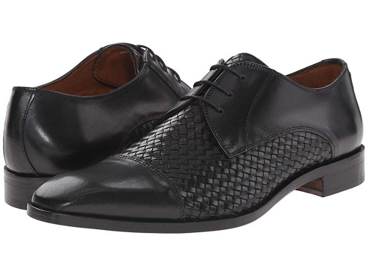 Massimo Matteo 4-eye Woven Cap Toe (black) Men's Lace Up Cap Toe Shoes