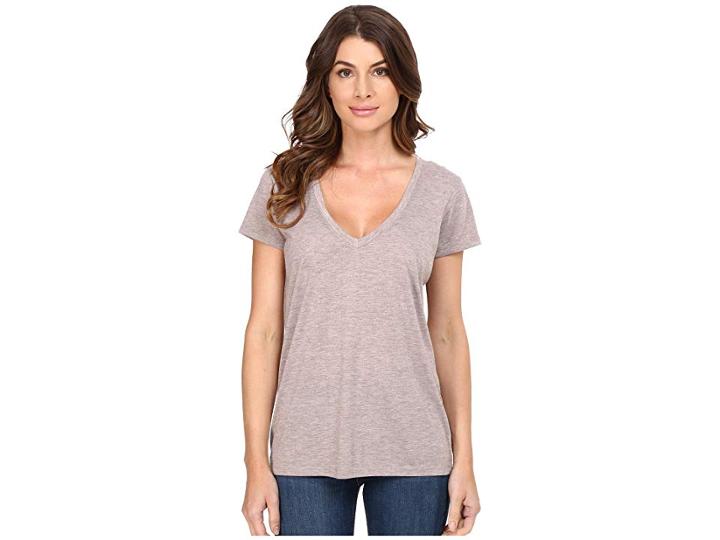 Alternative Melange Burnout Jersey Slinky V-neck (dirty Heather) Women's Clothing