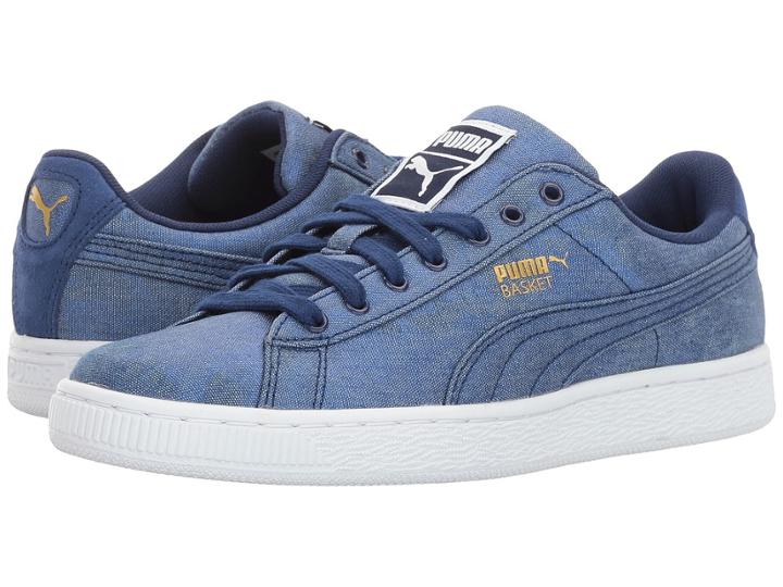 Puma Basket Denim (twlight Blue/puma White) Women's Shoes