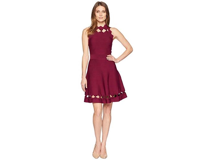 Ted Baker Cherina Bow Detail Knitted Skater (maroon) Women's Dress