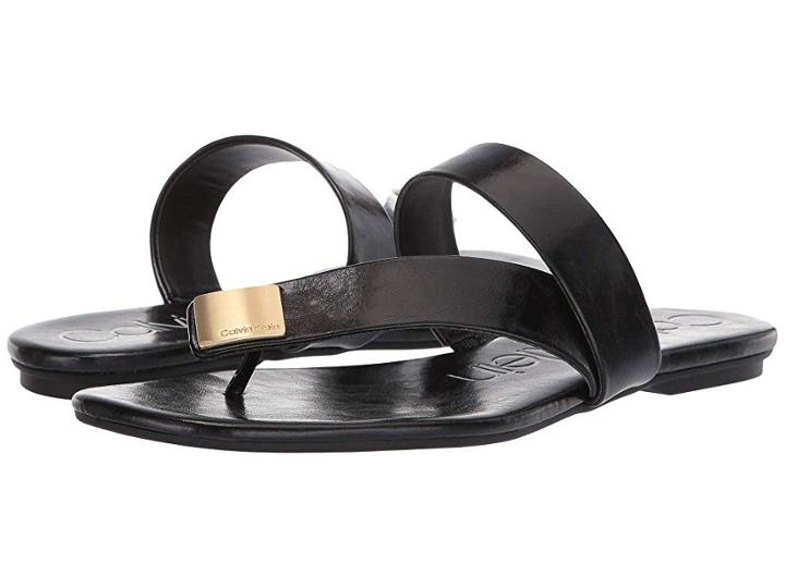 Calvin Klein Saurin (black Varnished Crackle) Women's Sandals