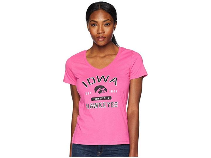 Champion College Iowa Hawkeyes University V-neck Tee (wow Pink) Girl's T Shirt