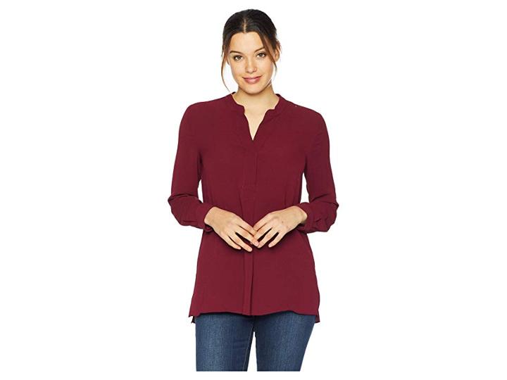 Vince Camuto Long Sleeve Soft Texture Henley Tunic (manor Red) Women's Blouse