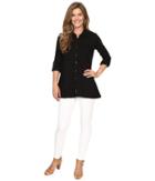 Mod-o-doc Slub Jersey Button Front Tunic Top (black) Women's Long Sleeve Pullover