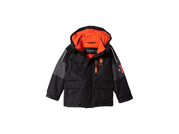 U.s. Polo Assn. Kids Parka (little Kids) (black/charcoal) Boy's Coat