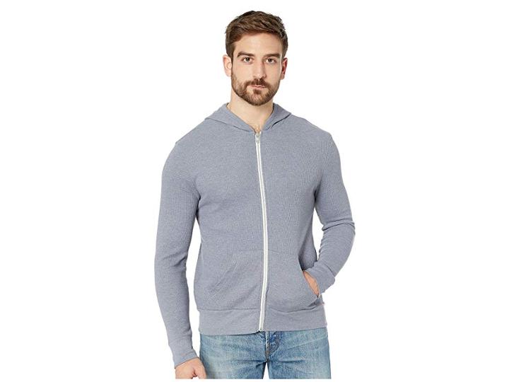 Alternative Vintage Thermal Full Zip Hoodie (vintage Navy) Men's Sweatshirt