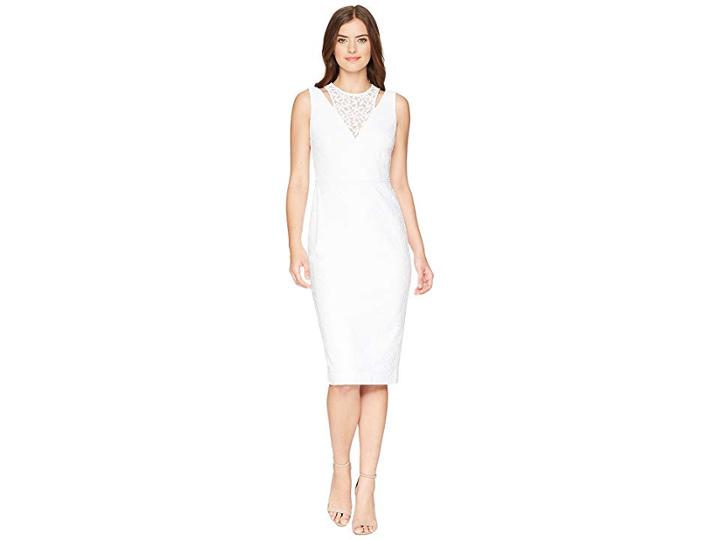 Calvin Klein Lace Sheath Dress With Shoulder Cut Outs Cd8l19ft (white) Women's Dress