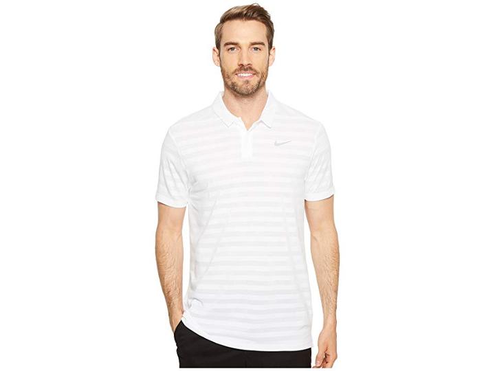 Nike Golf Breathe Stripe Polo Olc (white/flat Silver) Men's Clothing