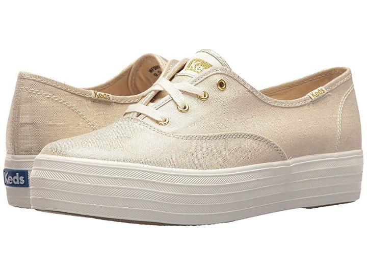 Keds Triple Metallic Linen (gold) Women's Lace Up Casual Shoes