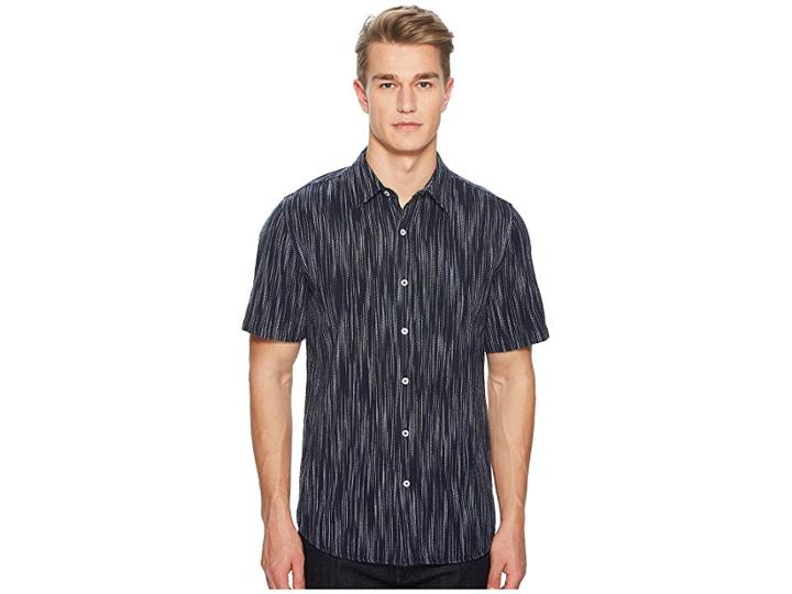 Bldwn Buena Stripe Short Sleeve Shirt (indigo/white) Men's Short Sleeve Button Up