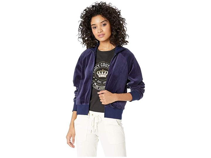 Juicy Couture Velour Palisades Jacket (royal Navy) Women's Clothing