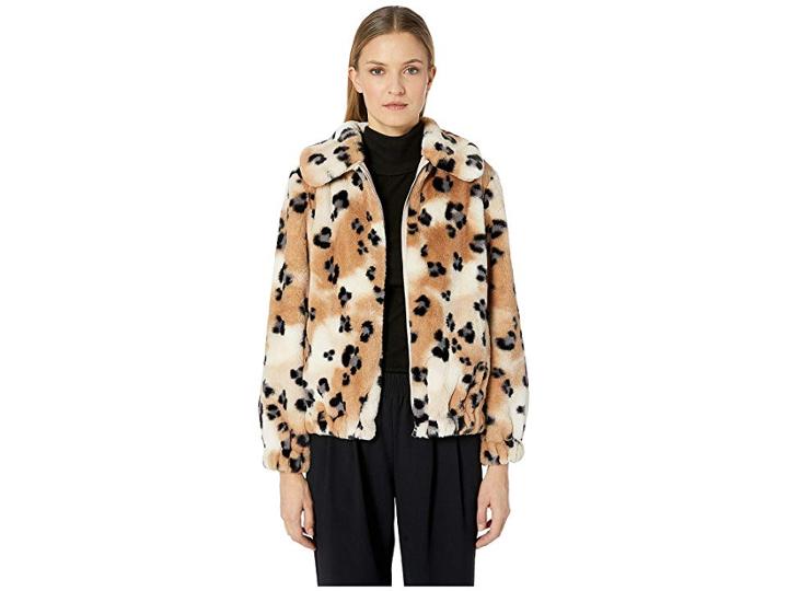 Rebecca Taylor Cheetah Faux Fur Coat (cream Combo) Women's Clothing