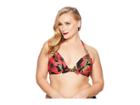 Unique Vintage Plus Size Monroe Top (black/red Hibiscus) Women's Swimwear