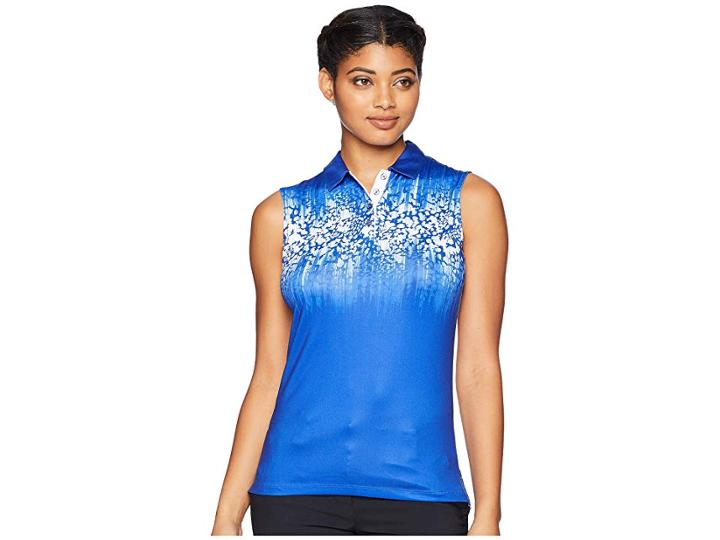 Callaway Sleeveless Blue Safari Print Polo (dazzling Blue) Women's Sleeveless