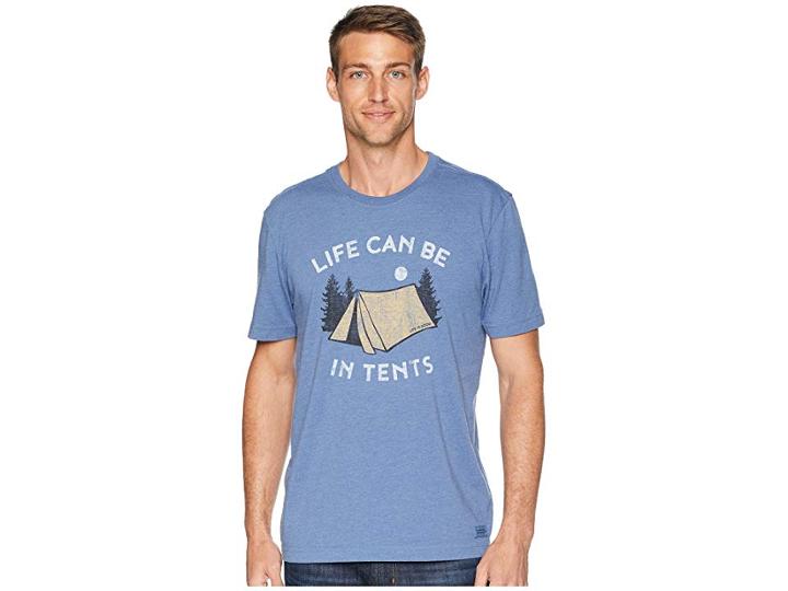 Life Is Good Life Can Be In Tents Crusher Tee (heather Vintage Blue) Men's T Shirt