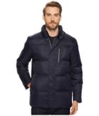 Cole Haan 32 Zip Front Packable To Travel Pillow With Fleece Trim Quilted Jacket (navy) Men's Coat