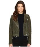 Blank Nyc Real Suede Moto Jacket In Olive Juice (olive Juice) Women's Coat