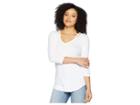 Michael Stars Shine 3/4 Sleeve V-neck Cut Out Tee (white) Women's Clothing