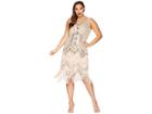 Unique Vintage Plus Size Veronique Fringe Flapper Dress (light Pink/gold) Women's Dress
