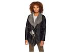 Dylan By True Grit Embossed Faux Suede Pile Ruffle Coat (black) Women's Coat