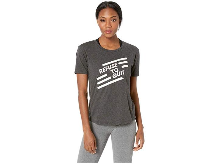 New Balance Heather Tech Graphic Tee (black) Women's Clothing