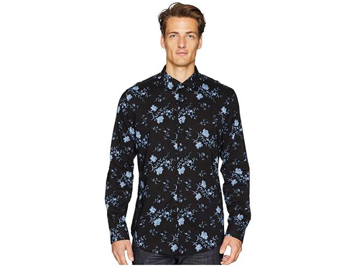 John Varvatos Collection Slim Fit Sport Shirt With Shank Button W416u2 (midnight) Men's Clothing