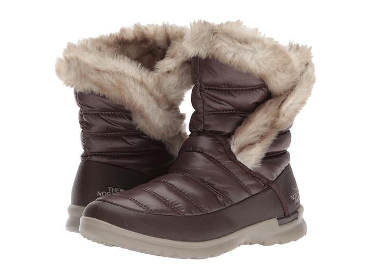 The North Face Thermoball Microbaffle Bootie Ii (shiny Coffee Bean Brown/dune Beige (past Season)) Women's Pull-on Boots