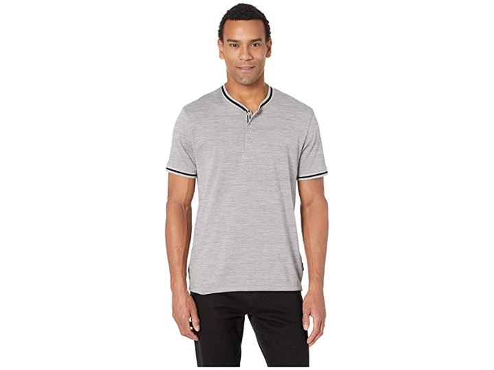 Kenneth Cole New York Short Sleeve Dobby Band Collar (heather Grey) Men's Clothing
