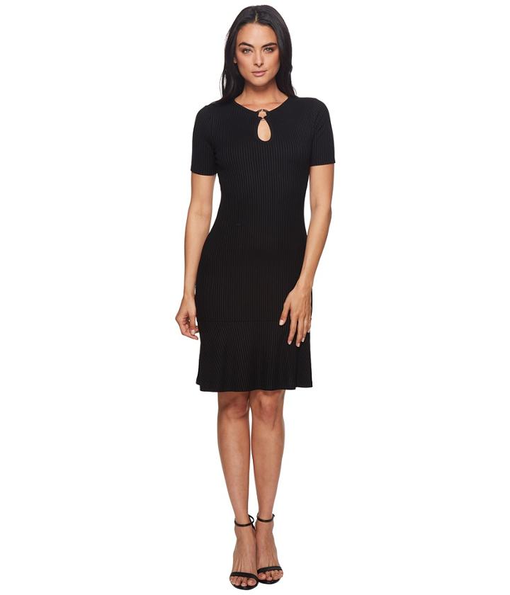 Michael Michael Kors Ring Keyhole Rib Dress (black) Women's Dress