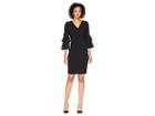 Calvin Klein Tiered Sleeve V-neck Sheath Dress Cd8c11nm (black) Women's Dress