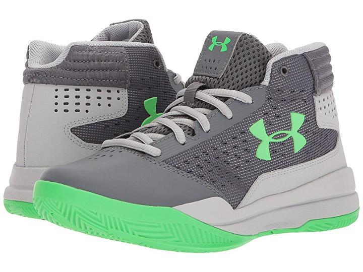 Under Armour Kids Ua Bgs Jet 2017 Basketball (big Kid) (graphite/aluminum/arena Green) Boys Shoes