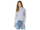 Pink Rose Cowl Neck Drop Shoulder Long Sleeve Lace-up Side Pullover (sea Breeze) Women's Clothing
