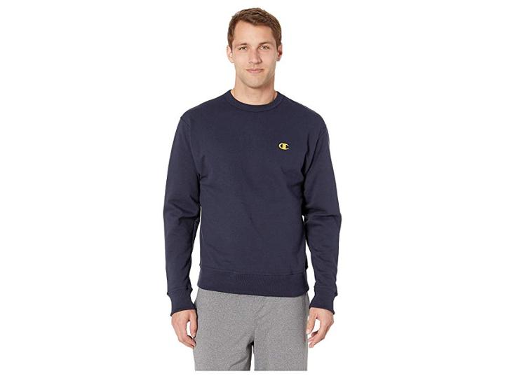 Champion Powerblend Fleece Crew (navy/team Gold) Men's Sweatshirt