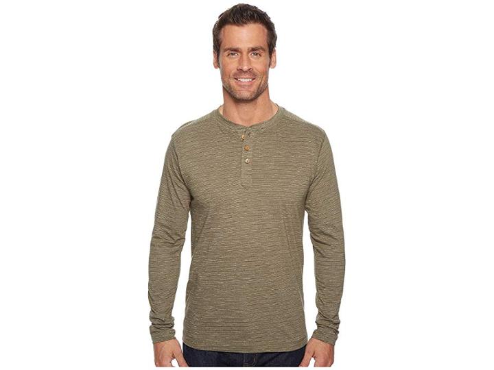 Vintage 1946 Long Sleeve Slub Knit Henley (taupe) Men's Long Sleeve Pullover