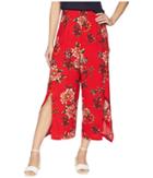 Romeo & Juliet Couture Slit Front Floral Pants (red Multi) Women's Casual Pants