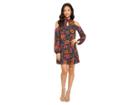 American Rose Layla Long Sleeve Floral Cold Shoulder Dress (hunter/multi) Women's Dress