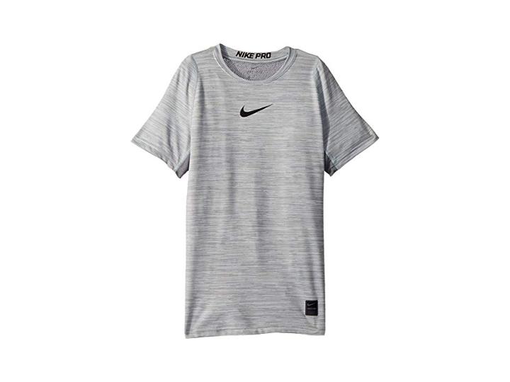 Nike Kids Pro Short Sleeve Top Htr (little Kids/big Kids) (cool Grey/pure Platinum/black) Boy's Clothing